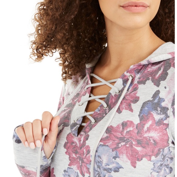 Ideology woman’s Floral Printed Lace Up Hoodie XS - Picture 4 of 9